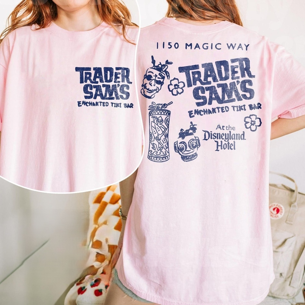 Dsney Trader Sams Enchanted Tiki Bar Shirt, Disneyland Hotel Mug Tee 2 Sided